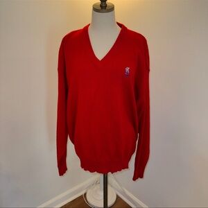 Aureus Vintage Women’s XXL Red Ole Miss Rebels Pullover V Neck Sweater RARE